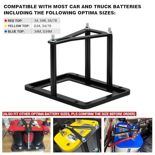 Battery Tray Hold Down Bracket Battery Relocation Kit Trunk for Optima black