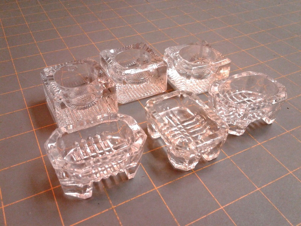 Antique 6 Glass Open Salt Cellar Dips