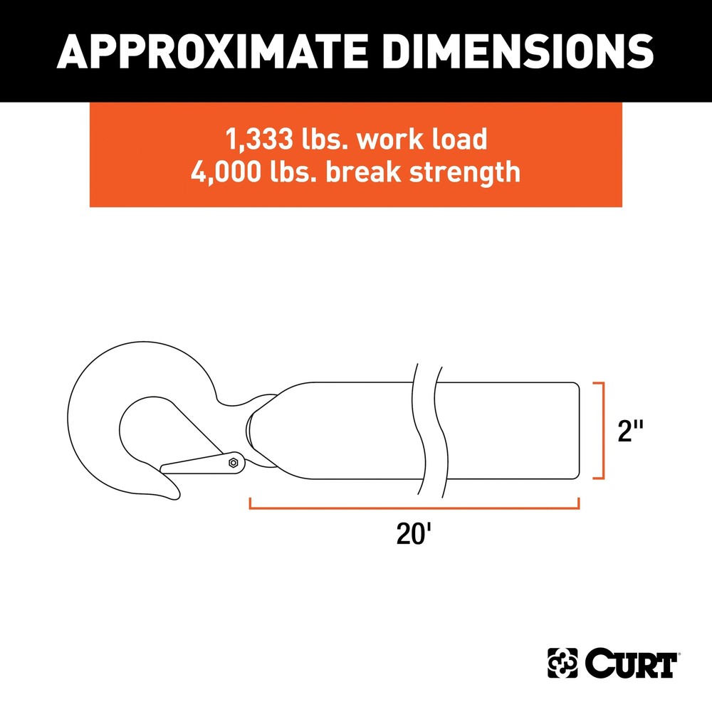 20' Winch Strap with Snap Hook (1,333 lbs.)