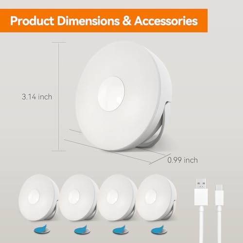 Motion Sensor Night Light Rechargeable (4 Pack), Battery NTL069PIR-4Pack
