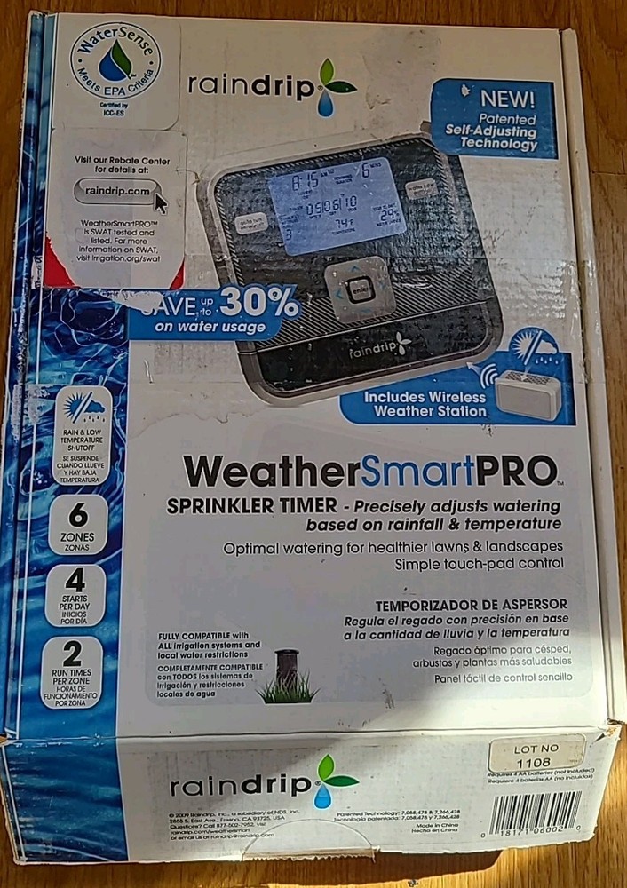Raindrip Weather Smart Pro Sprinkler Timer Bundle Complete 6Station Box RSC600is