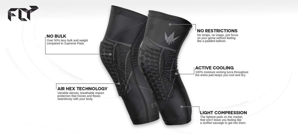 Bunkerkings Fly Compression Knee Pads - Black Small/Medium (SM/MD)