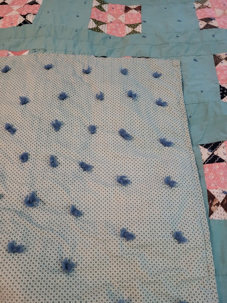 Hand -Tyed Patchwork Quilt Needs Repairs