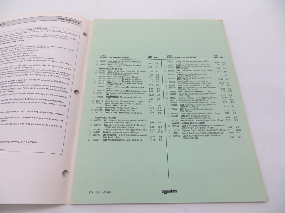 SIGNETICS Application Notes / Product Data Sheets 1978 vtg technology reference