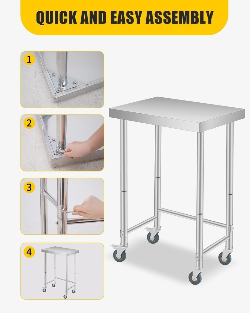 Stainless Steel Work Table, NSF Commercial Utility Worktable Rust Resistant