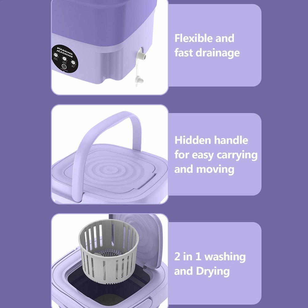 Mini Washing Machine 8L Folding Portable Sterilization Drying Laundry Machines