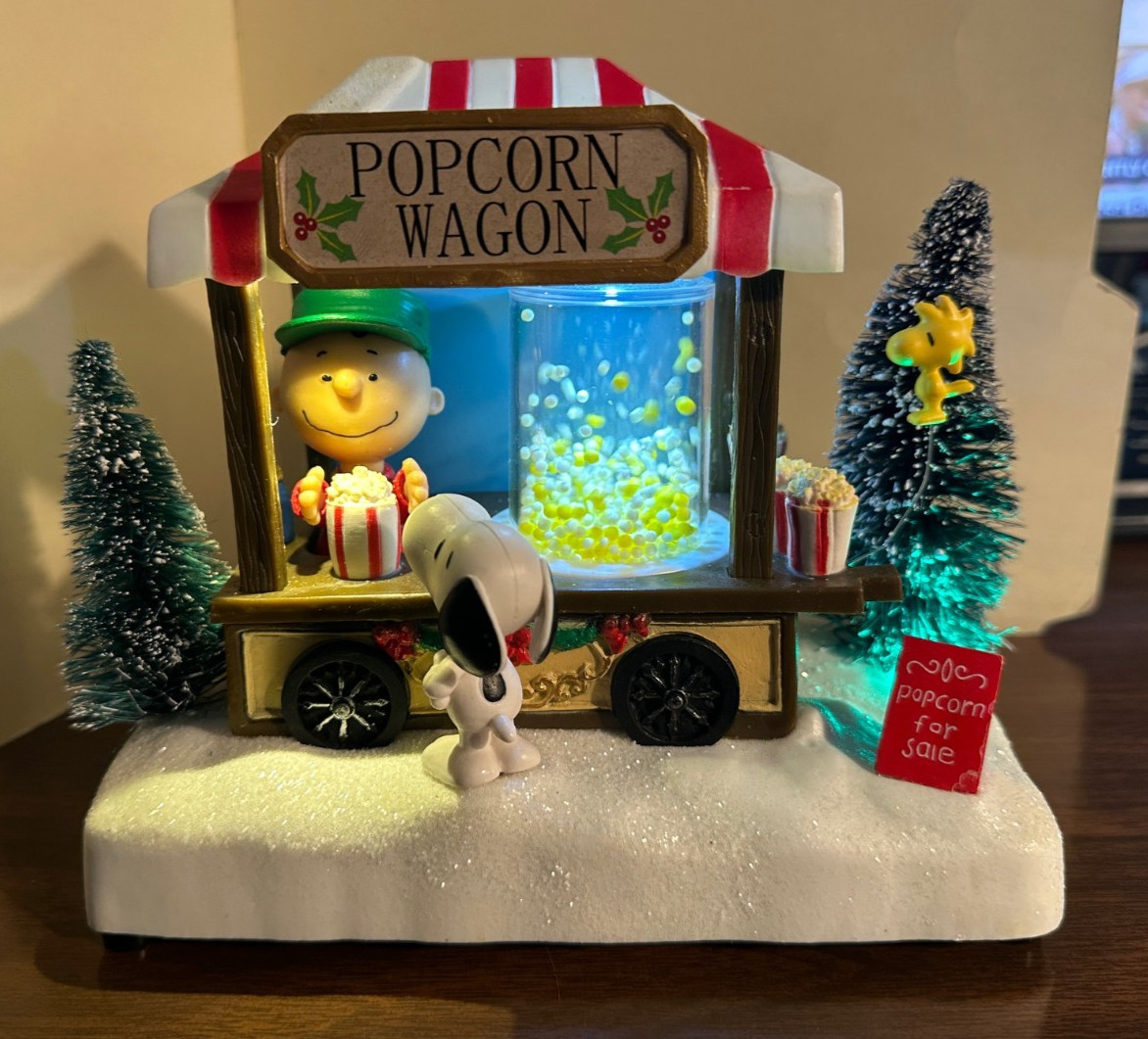 Peanuts Popcorn Wagon Led Musical Christmas - Kurt Adler Battery Operated VIDEO