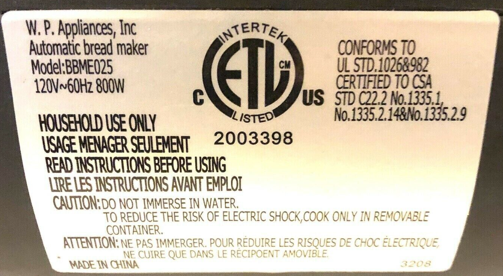 Power Control Board for Wolfgang Puck Bistro Bread Maker Model BBME025