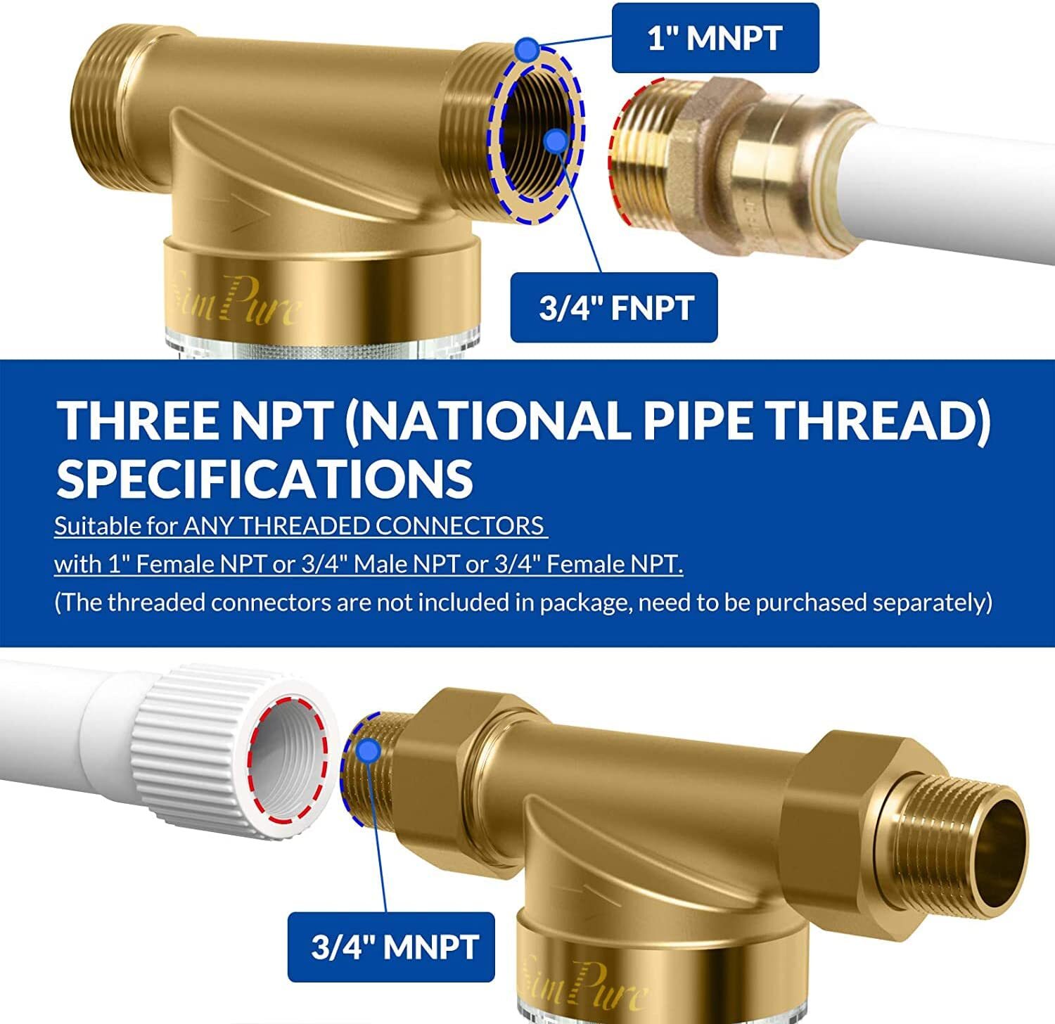 10 Inch Big Blue 10" x 4.5" Whole House Water Filter Housing Filtration System