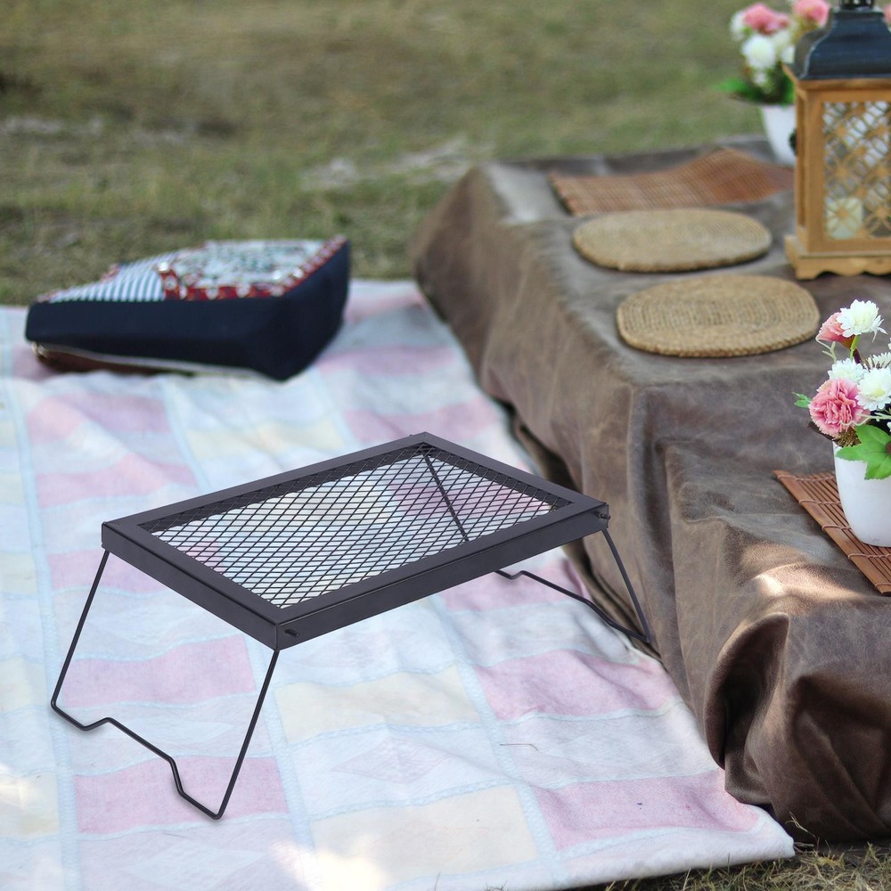 Folding Campfire Grill Camp Grill Table Portable Foldable Camping Table Rack for