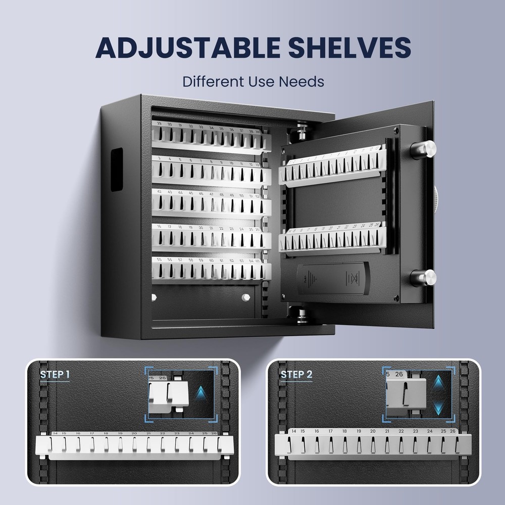 Heavy Duty 64 Keys Electronic Key Lock Box Wall Mount with Code, Key Cabinet ...