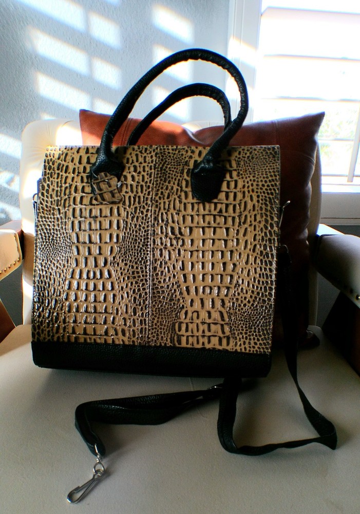 Leather- Crocodile Embossed Tote Bag