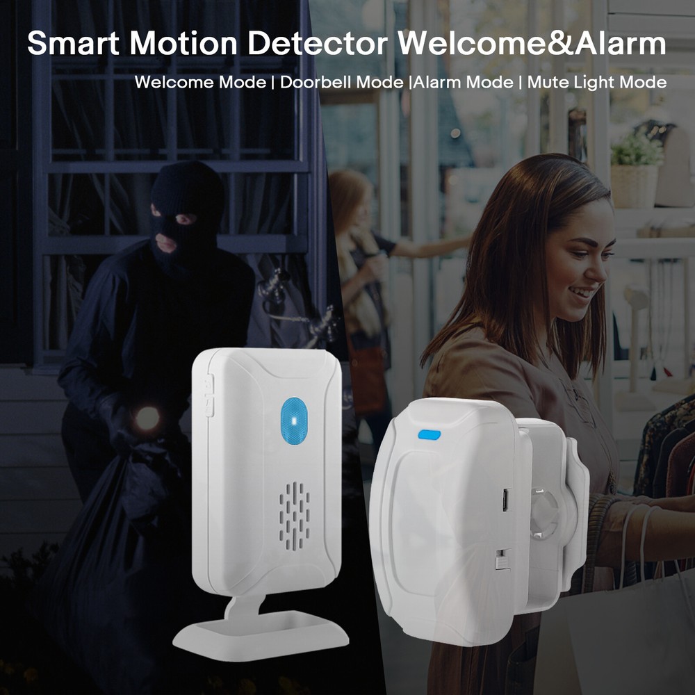 Wireless Motion Infrared Sensor Alarm Secure 1 Alarm + 4 Sensor Plug In/ Battery