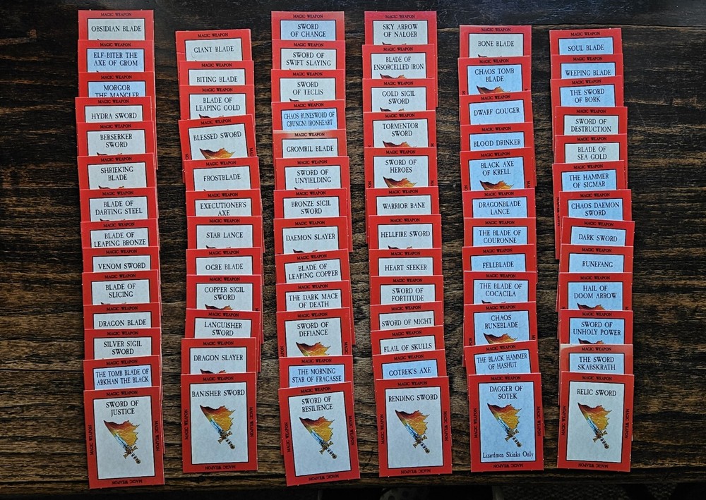 Warhammer 5th Edition - Magic Weapon Cards