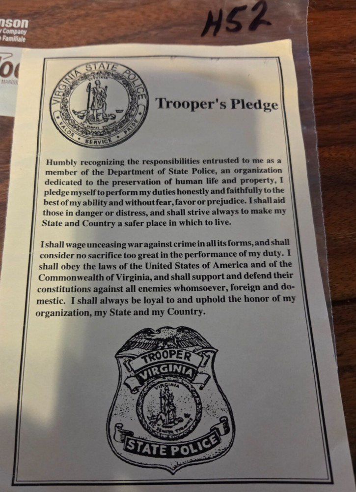 VIRGINIA STATE POLICE PATCH H52