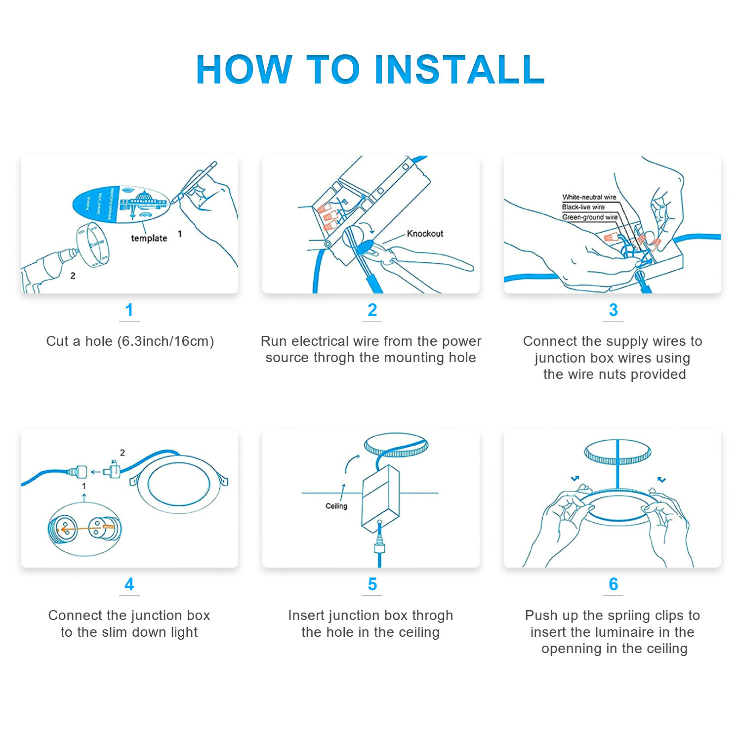 30 Pack 6 Inch 12W 5CCT LED Recessed Ceiling Down Light W/Junction Box Dimmable