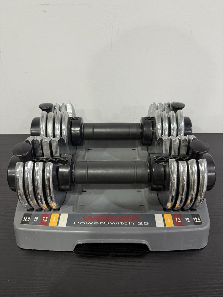 Weider Powerswitch 25 Dumbbell Set (2.5 - 12.5 lb Each) Adjustable Weights