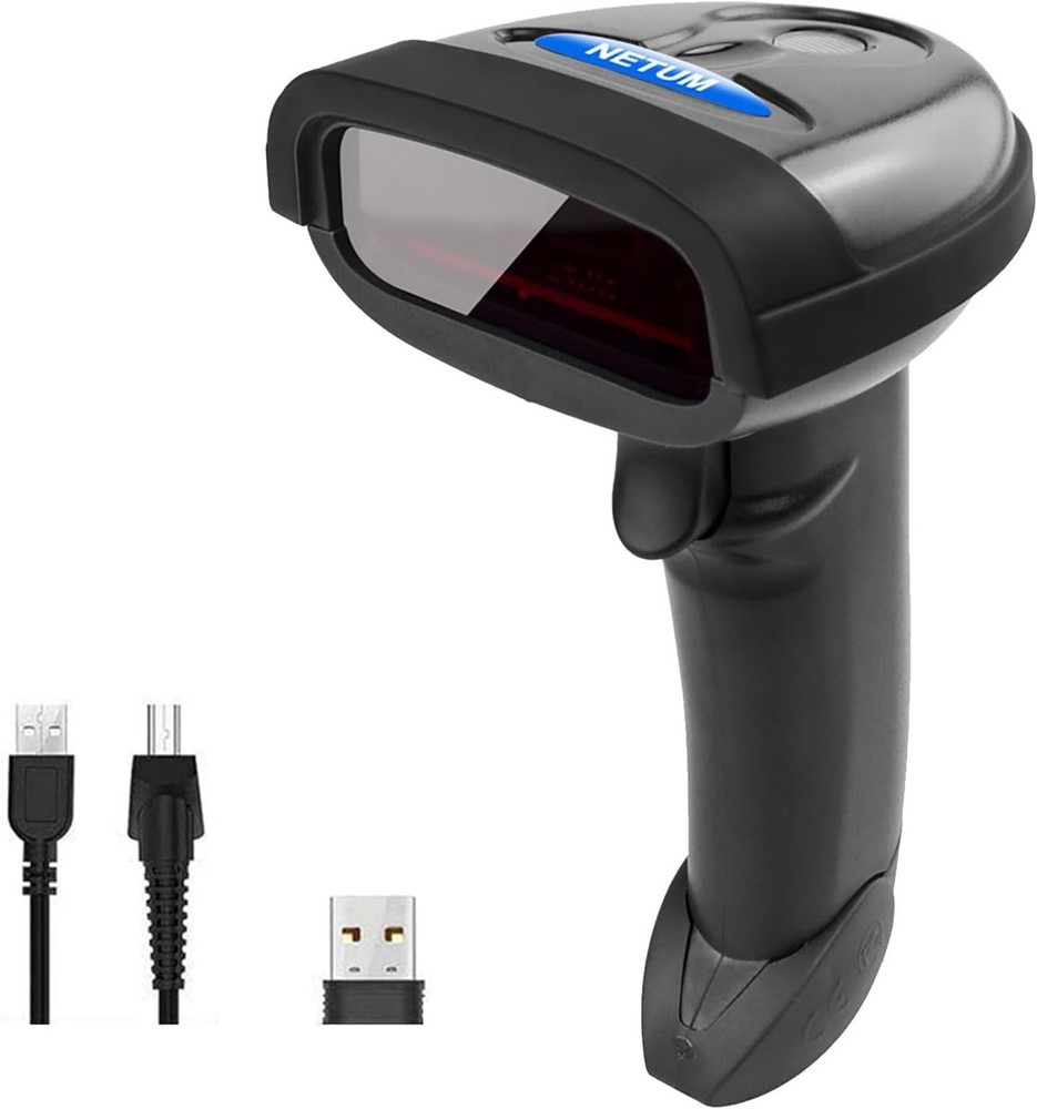2-in-1 Wireless & USB Barcode Scanner - Rechargeable 1D Laser Reader (NT-1698W)