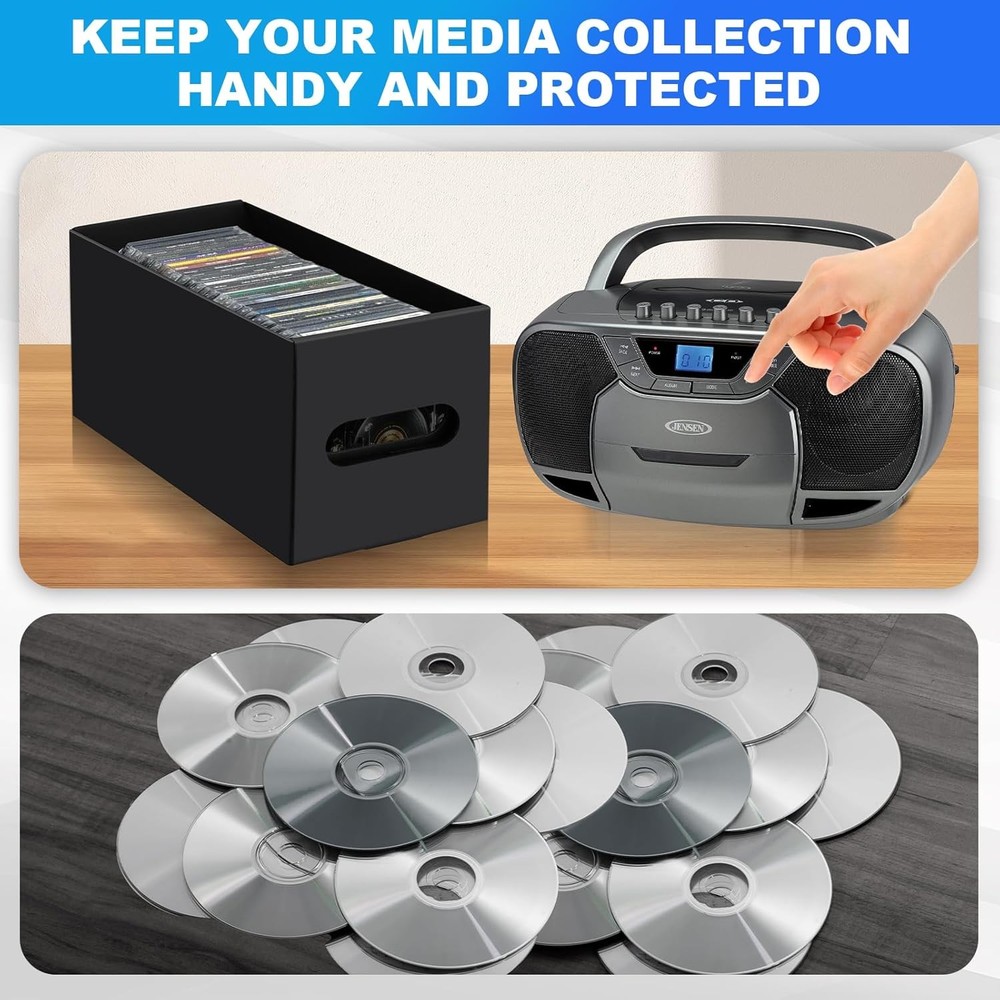 CD Storage Boxes,Cardboard CD Case Storage,CD Case Holder with 4 Pack