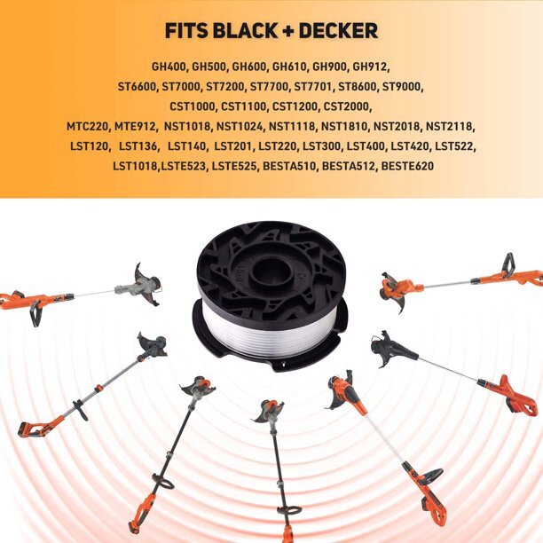 BLACK+DECKER AF100 Replacement String Trimmer Line Spool Weed Eater Edger-6PK