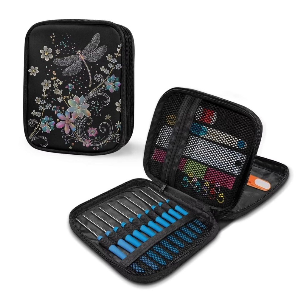 Dragonfly Organizer Case for Interchangeable Circular Knitting Needles, Croch...