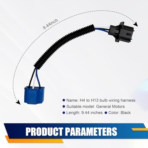 2 PCS H4 to H13 Wire Harness Adapter, Waterproof Headlight Conversion Cable