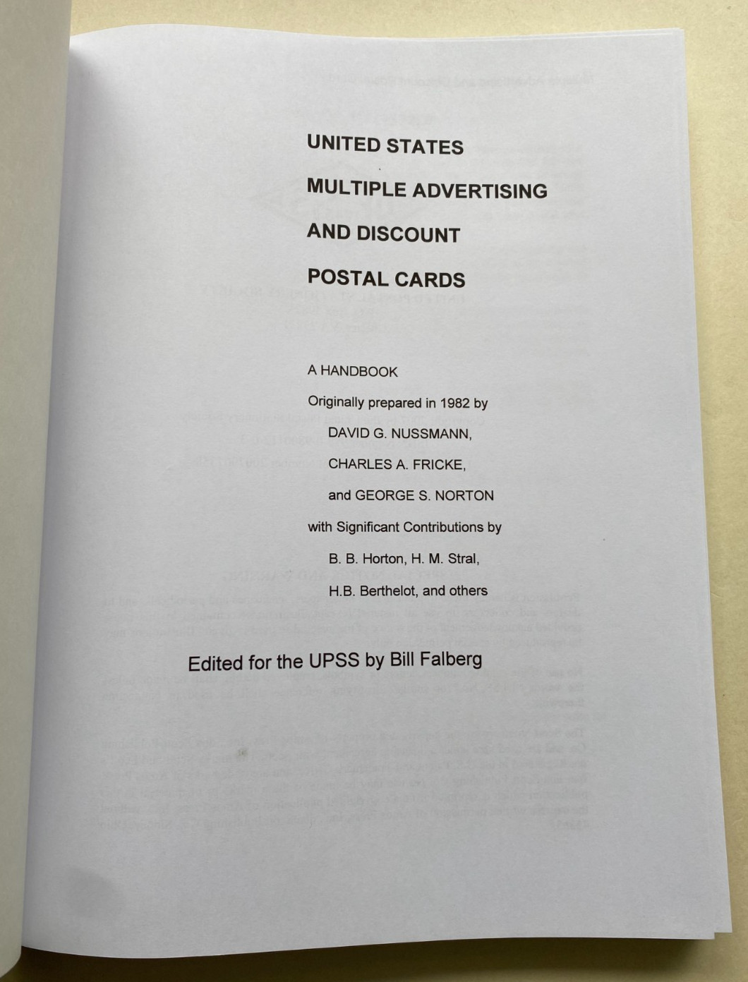 UNITED STATES MULTIPLE ADVERTISING and DISCOUNT POSTAL CARDS, UPSS