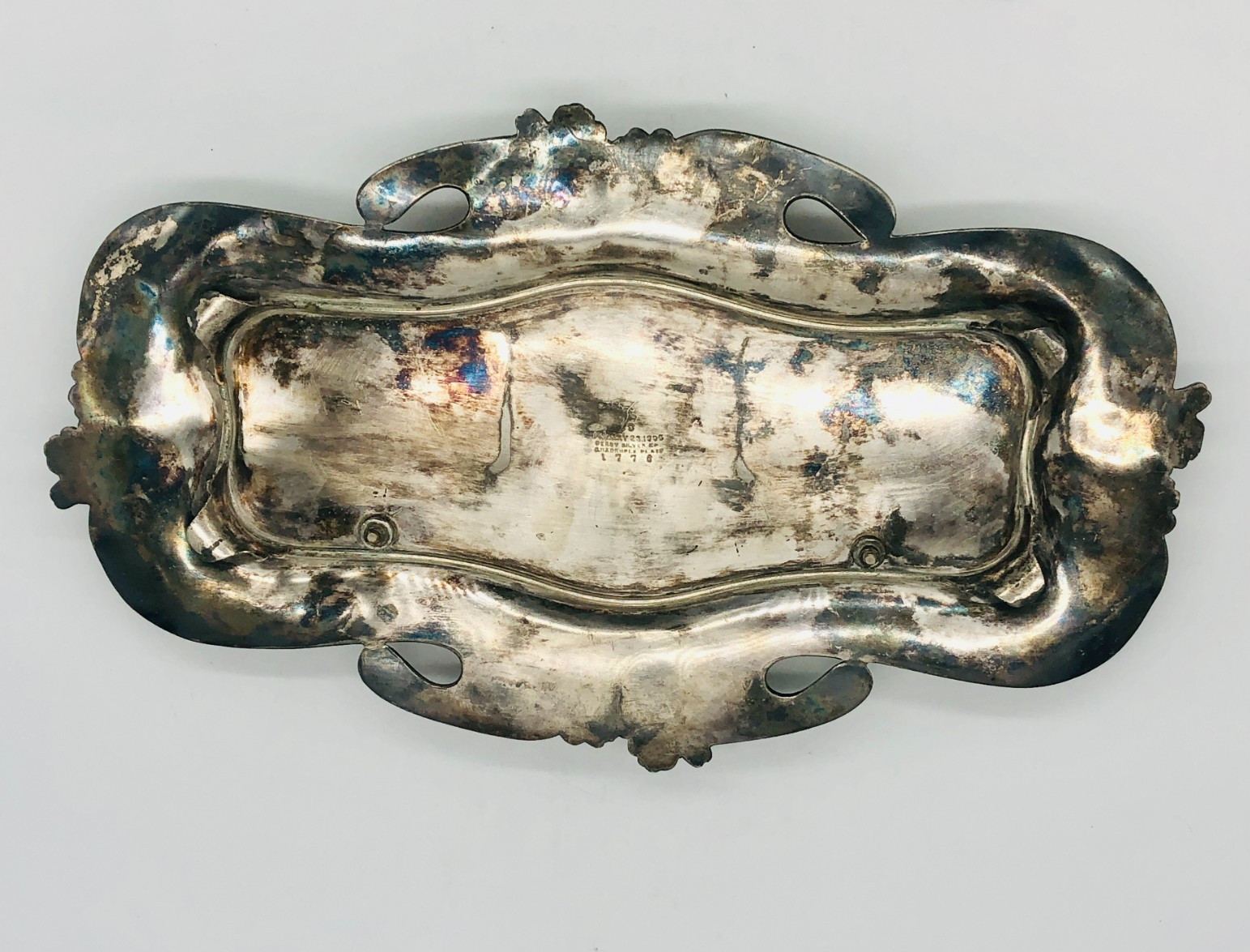 Antique 1905 Derby Silver Co. Art Nouveau Inkwell Set - Engraved #1778 - USA