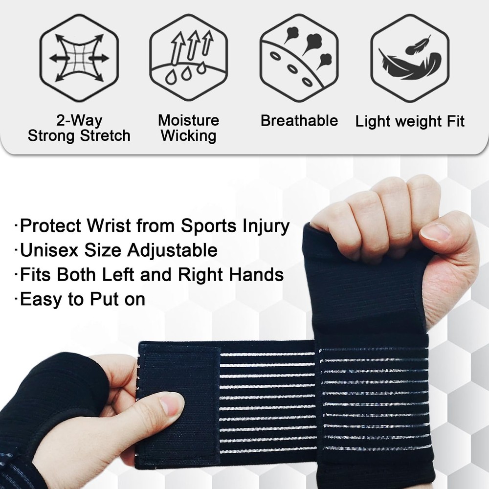 2 Pack Wrist Brace Compression Support Adjustable Carpal Tunnel