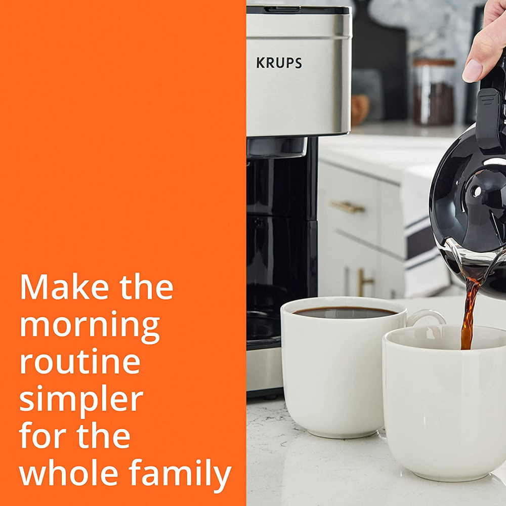 KRUPS Simply Brew Compact Filter Drip Coffee Maker, 5-Cup, 5-cup, Silver