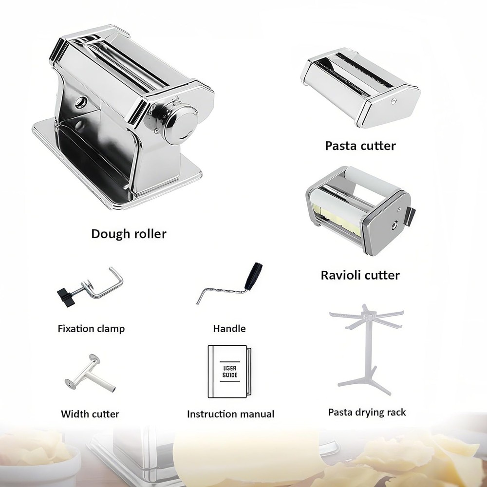 Pasta Maker Machine with 9 Adjustable Thickness Settings, 2 in 1 Noodle Maker...