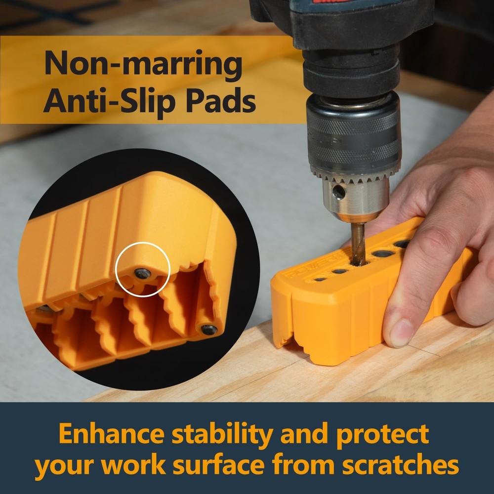 Drill Guide - Multi-Functional Drill Jig Block w/ 6 Common Drill Bit Sizes - ...