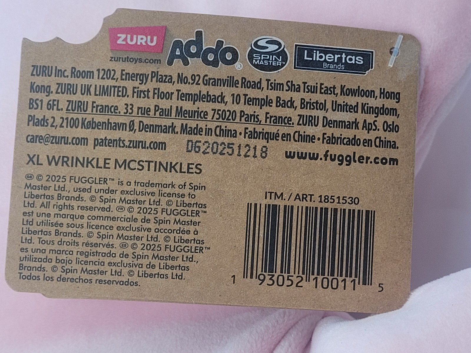 18” Fuggler BIGG FUGG Wrinkle McStinkles Hairless Cat Pink Plush