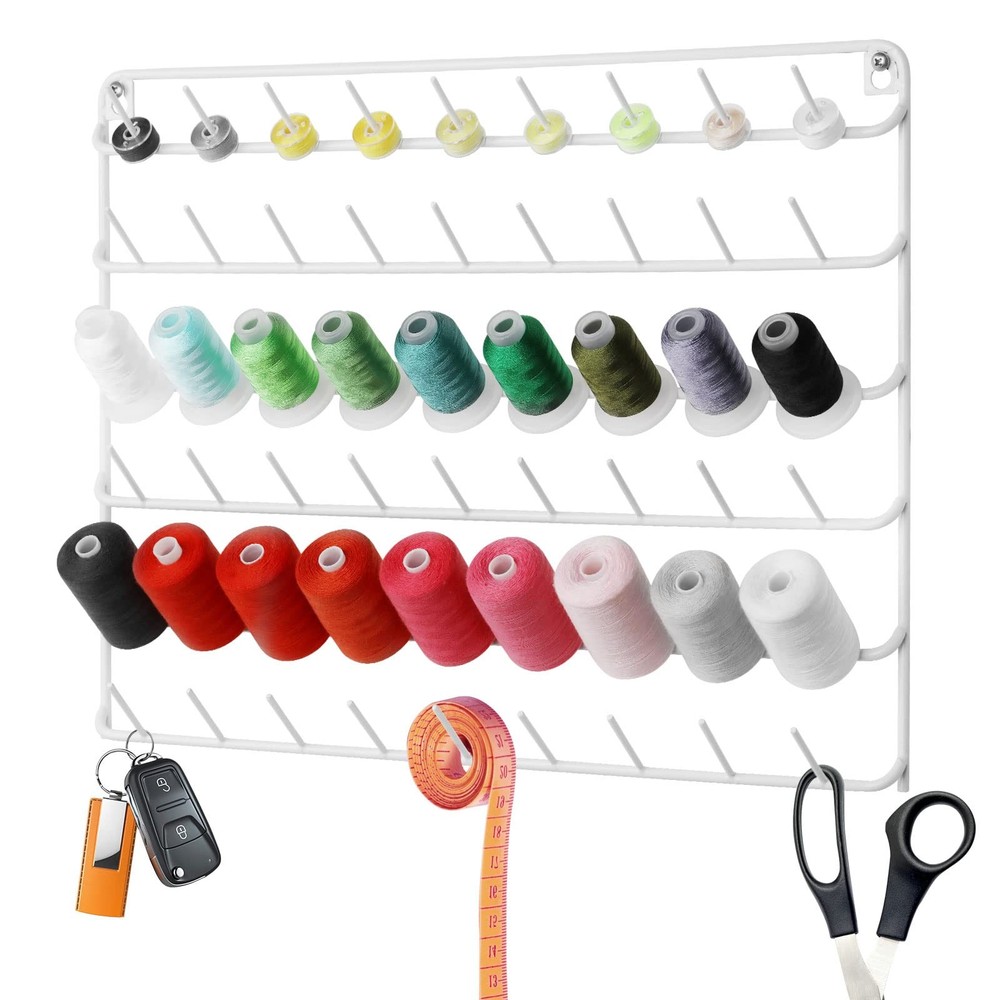 YBING Thread Holder Wall Mount 54 Spools Sewing Thread Rack Embroidery Thread...