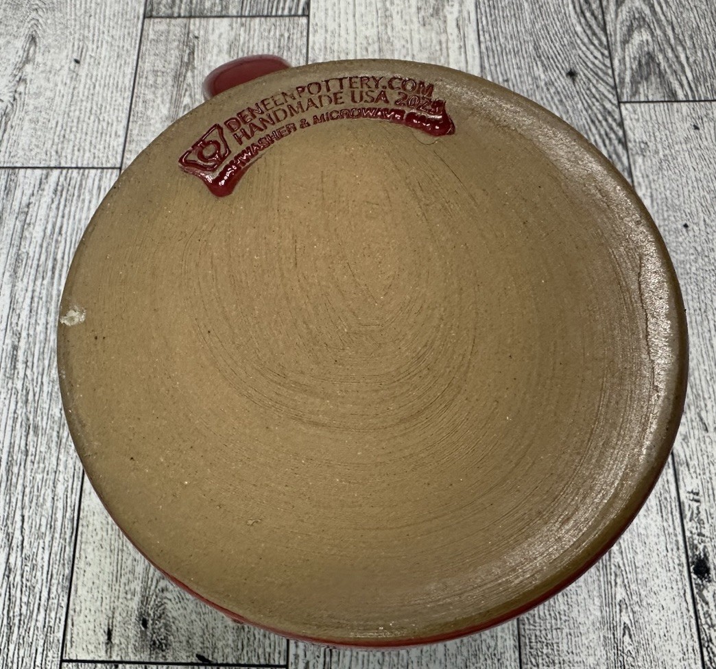 SNAP-ON TOOLS Handmade DENEEN POTTERY USA Red Drip Glaze COFFEE Drink MUG Cup