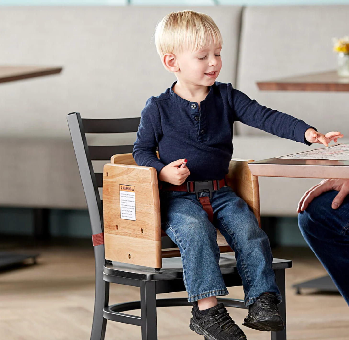 Restaurant Children Booster Seat in Natural Wood Finish - For Commercial Use