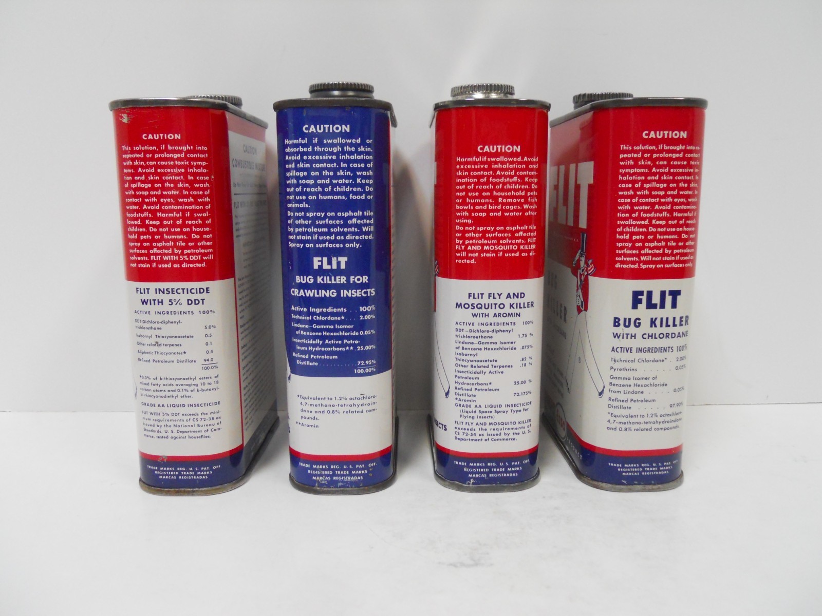 Vintage Set of (4) Different ESSO FLIT 1 Pint Cans Empty and for Display Only