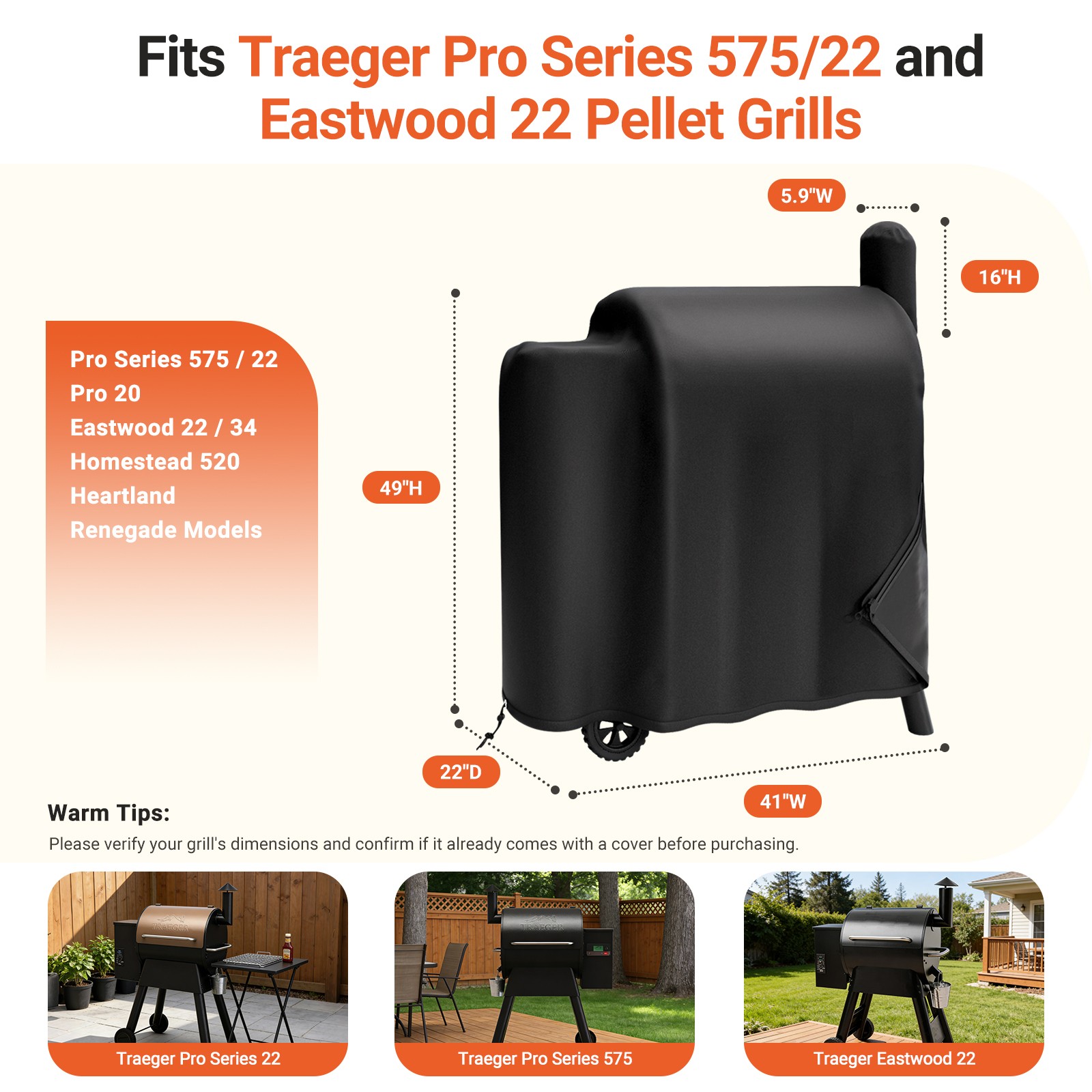 MR.COVER Upgraded Grill Cover for Traeger Pro Series 575/22、Lil Tex Elite US