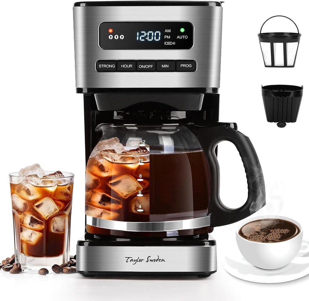 Programmable Coffee Makers 12 Cup, Hot and Iced Coffee Maker, 4 Brew Strength, L