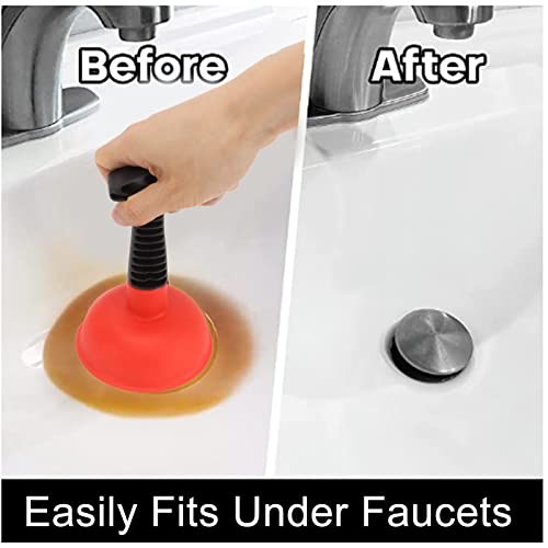 Sink Plunger Mini Short Handle Efficient Small Drain Powerful Silicone Red