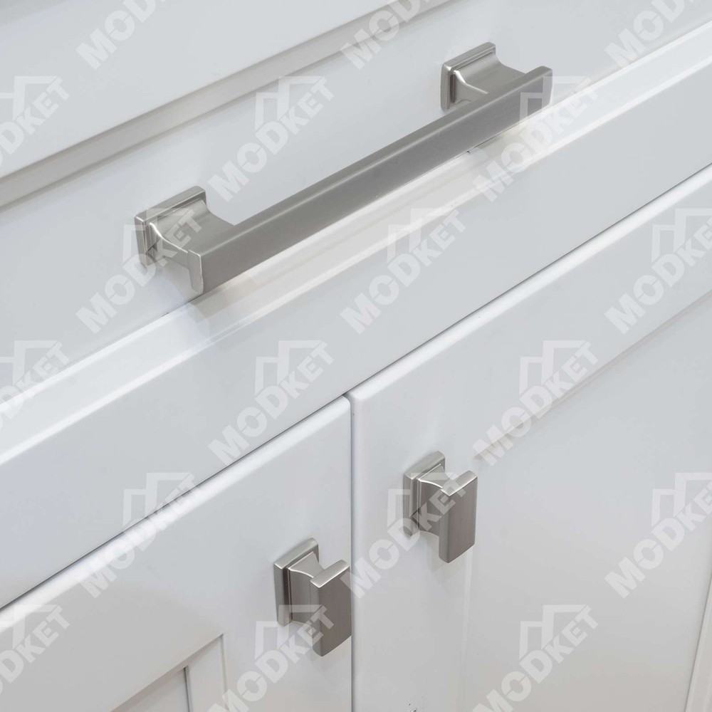 Solid Metal Brushed Nickel Cabinet Pulls Knobs Handles Kitchen Bathroom Drawers