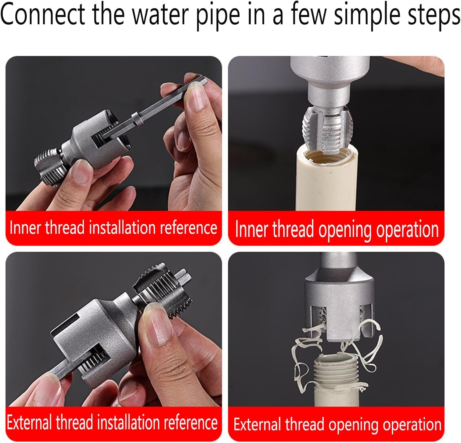 Pipe Thread Cutting Tool, Electric Drill Compatible Pvc Pipe Threader Kit