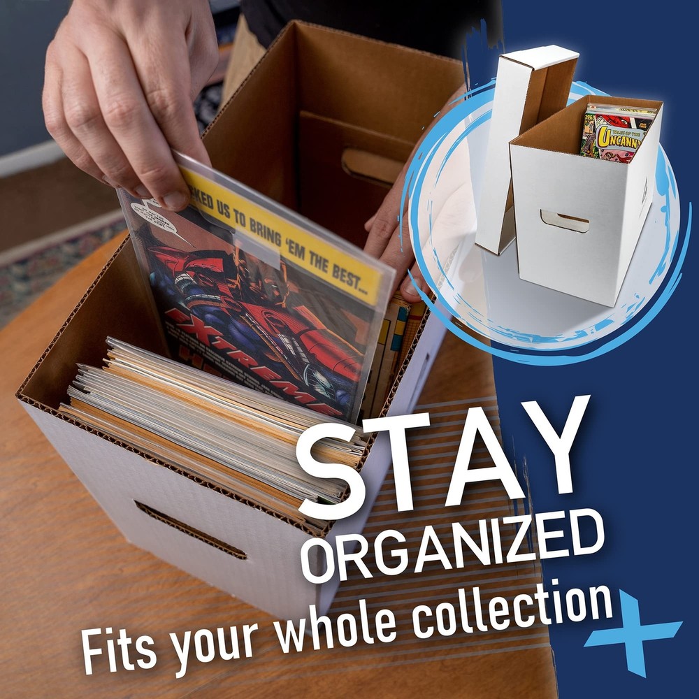 Premium Comic Book Storage Boxes | Short Cardboard Comic Book Box. Thick Whit...