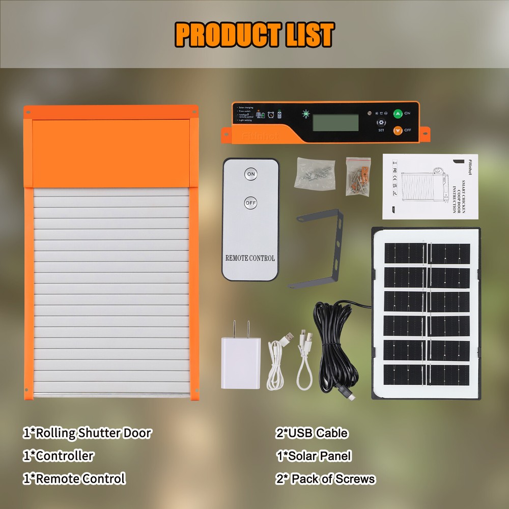 Auto Chicken Coop Door Solar Powered LCD Timer Light Remote Control Poultry Gate