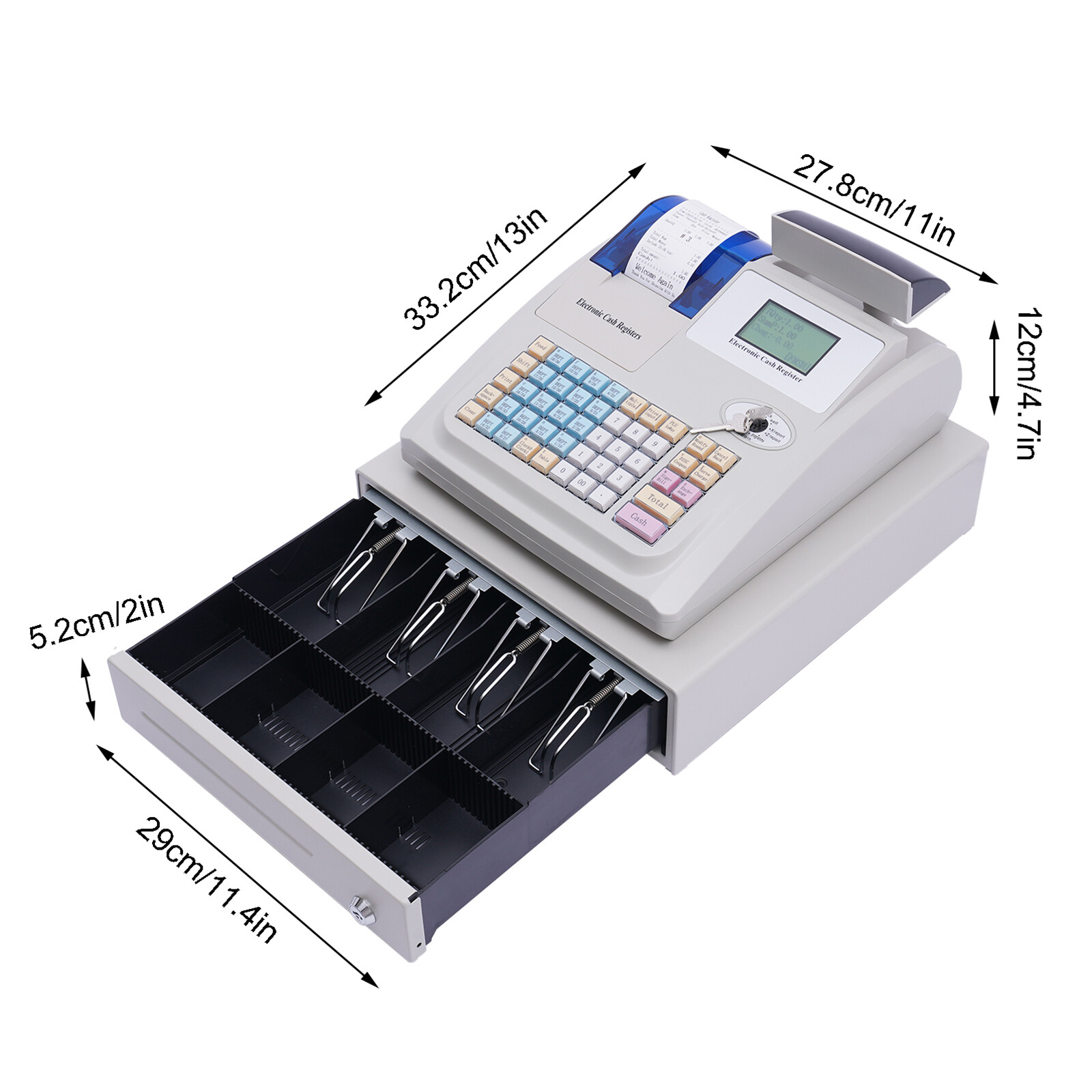 NEW Electronic Cash Register 48 Keys Cash Management System with Thermal Printer