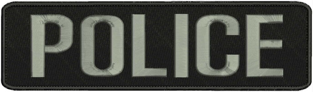 Police embroidery patch 3x11 hook on back silver