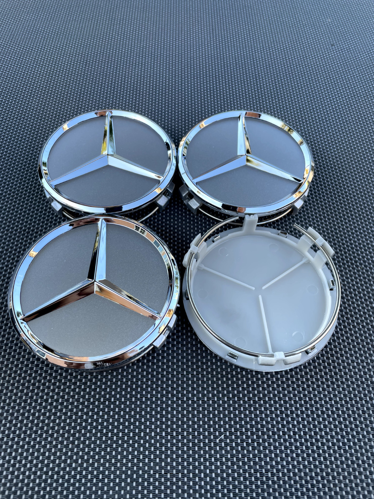 MERCEDES BENZ SET OF 4 SILVER 75 mm/2.95in Wheel Center Caps Fits Most Models