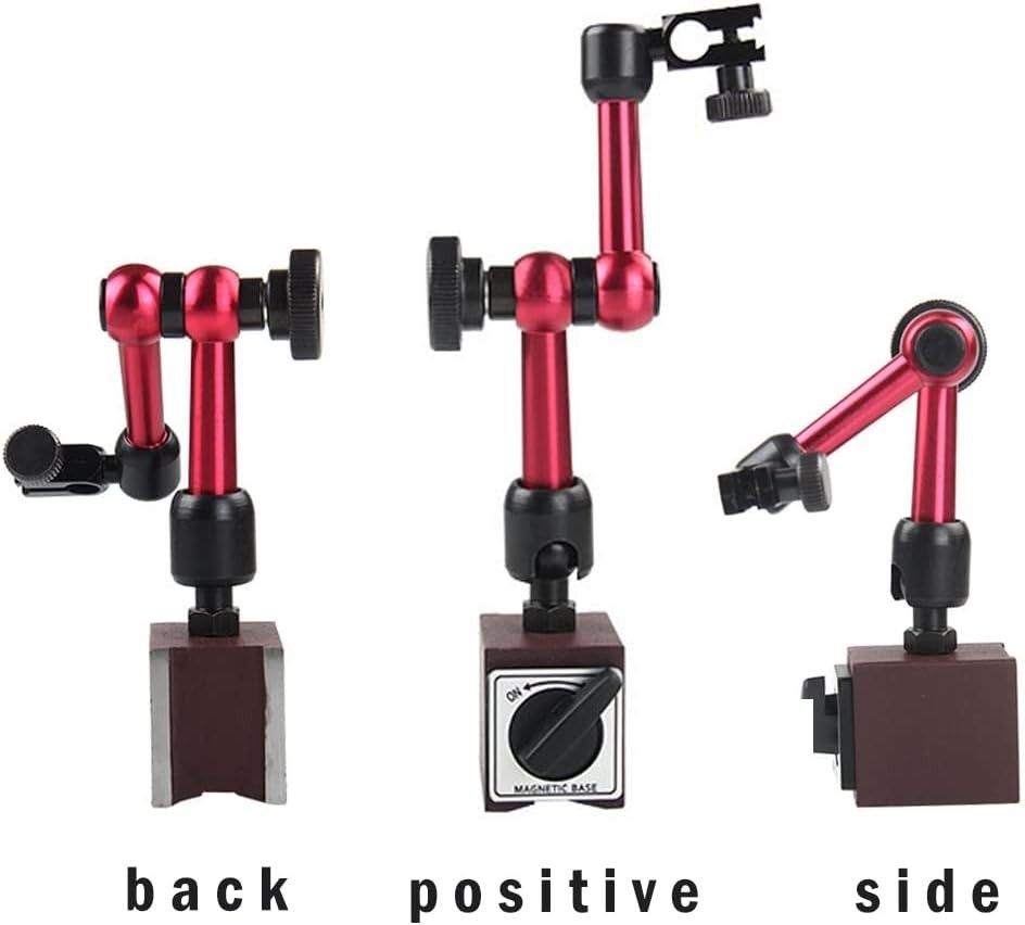 Red Adjustable Magnetic Base Holder for Dial Indicator, Metal, Quick Fix