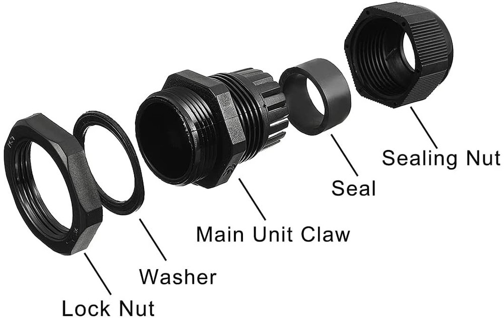 Gebildet Cable Gland, PG7 Plastic Waterproof Adjustable PG7-B, PG7-50pcs