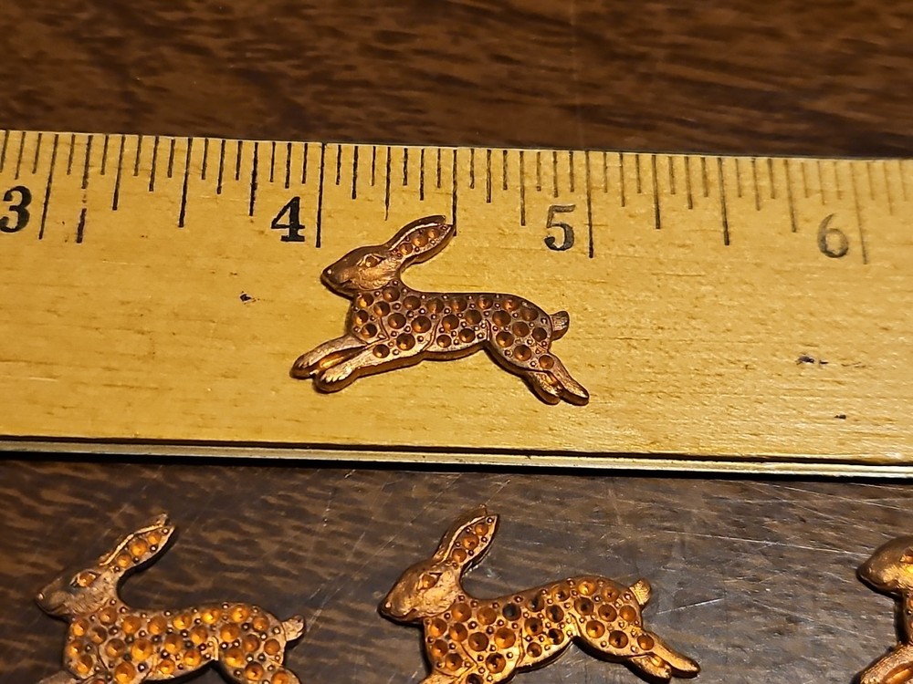 Lot Of 10 Bunny Rabbit France Vintage 60s Brass Stampings Findings Jewelry